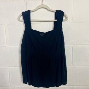 Torrid Black Milkmaid Tank Top Smocked‎ Cottage Core Peasant Bohemian Size 2(2X)